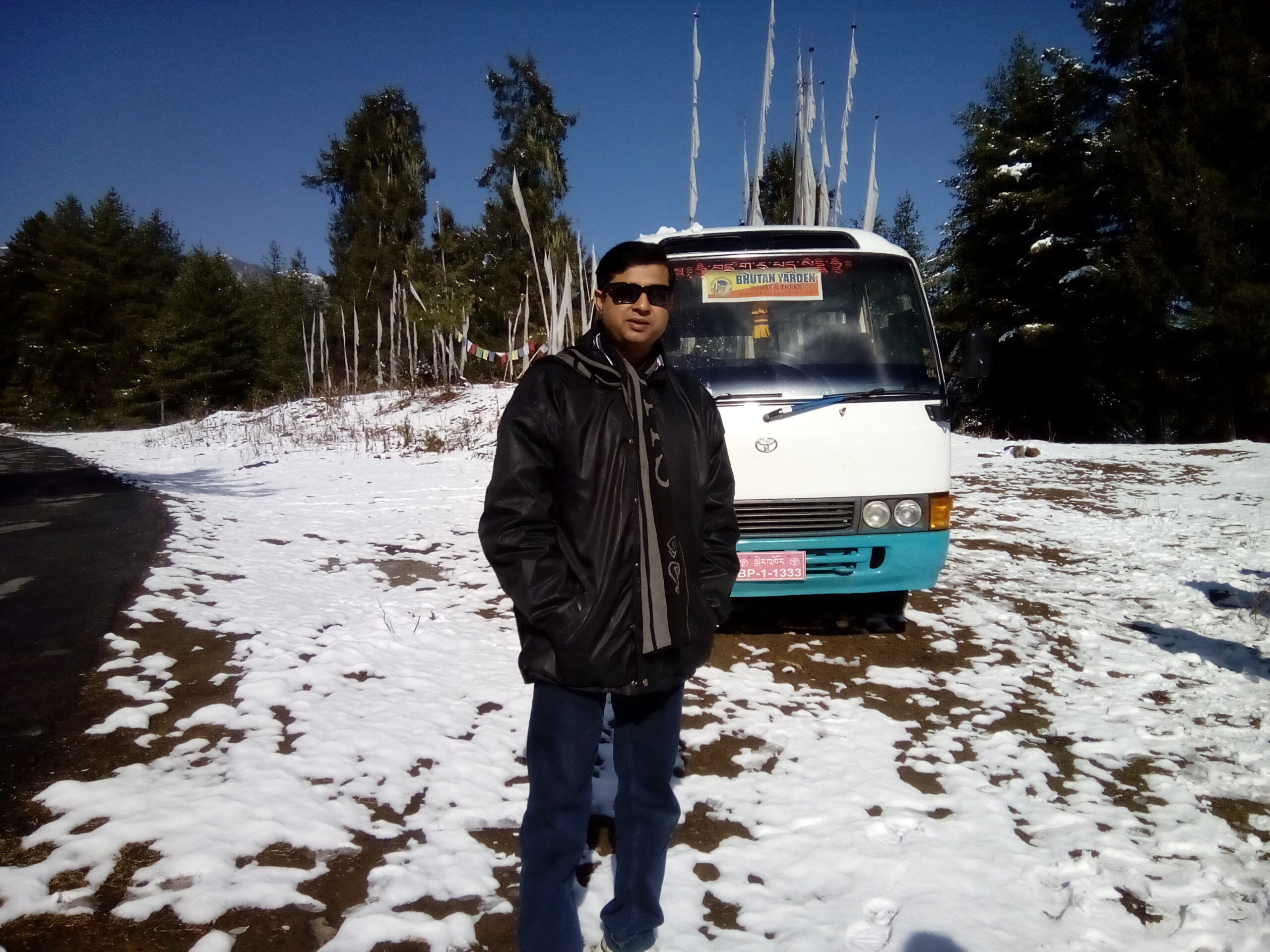 Chelela Pass with snow in Bhutan