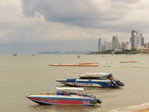 Pattaya Sea beach and speed boat