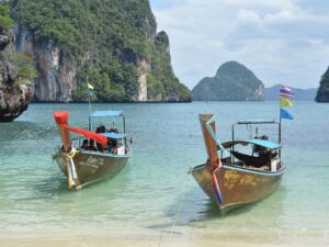 long tail boats at Phi phi island