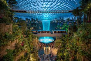 Waterfalls in Changi Airport Singapore