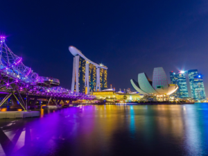 Marina by bay evening view in Singapore