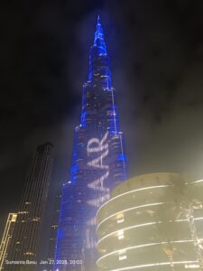 Evening lighting Burj Khalifa Dubai
