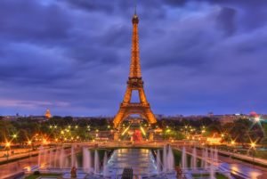 Evening eiffel tower, europe