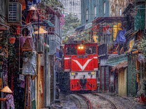 Train street in Hanoi Vietnam