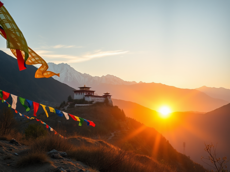 sunrise from Paro bhutan